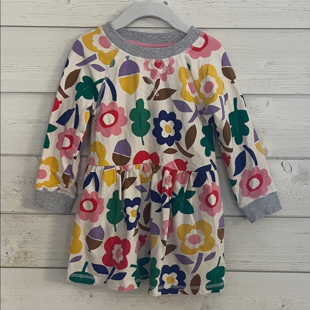 Mini Boden Multicolor Floral Dress with Gray Trim